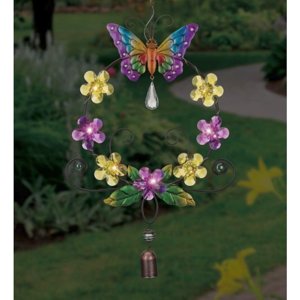 Daisy Wreath Solar Lantern Butterfly