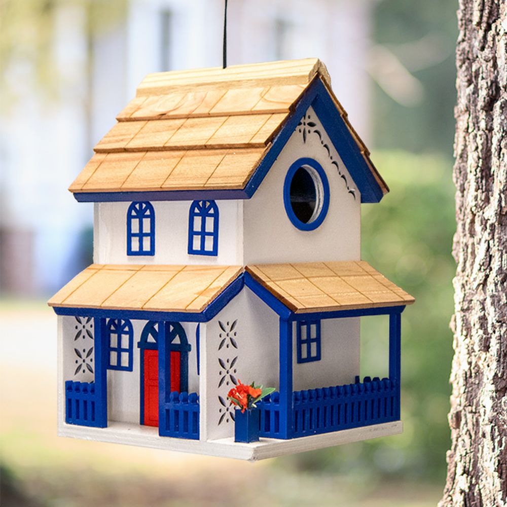 Lover's Lane Cottage Birdhouse White and Blue