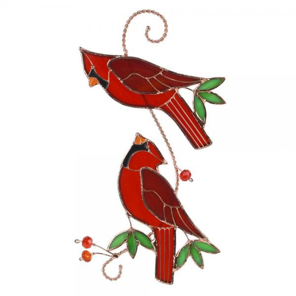Stained Glass Suncatcher Cardinal on Branch