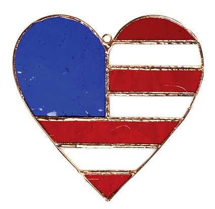 Stained Glass Suncatcher Patriotic Heart