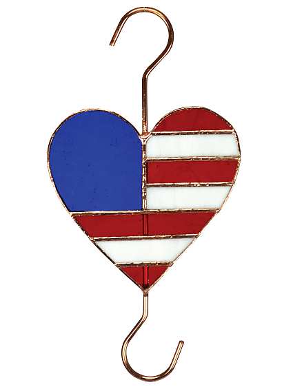 Stained Glass Garden Hook Patriotic Heart
