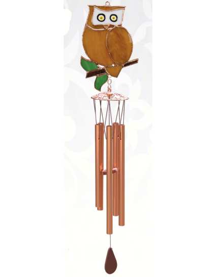 Stained Glass Windchime Owl Small