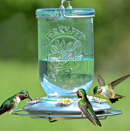 Mason Jar Antique Glass Hummingbird Feeder