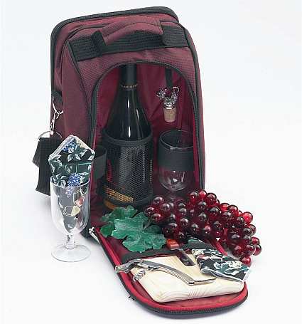 Two-Person Wine & Cheese Tote Burgundy