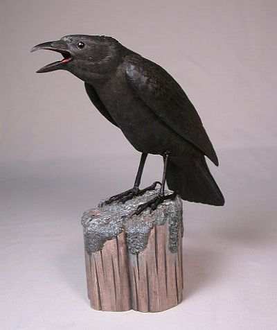 Carved American Crow 10" #1