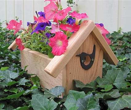 Cedar Birdhouse Flower Box Planter