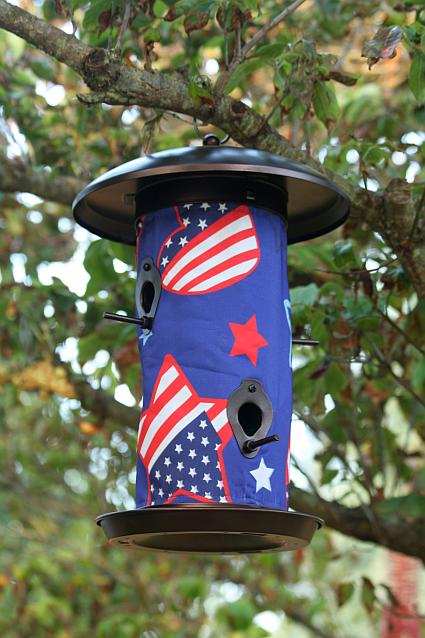 Hanging Art Bird Feeder Patriotic