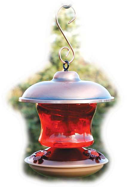 Audubon Brushed Copper & Ruby Hummingbird Feeder