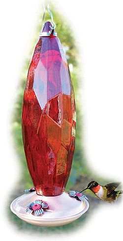 Audubon Brushed Copper & Jewel Cut Ruby Feeder