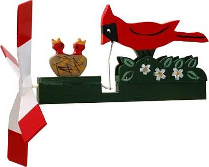 Classic Mama Cardinal & Chicks Whirligig