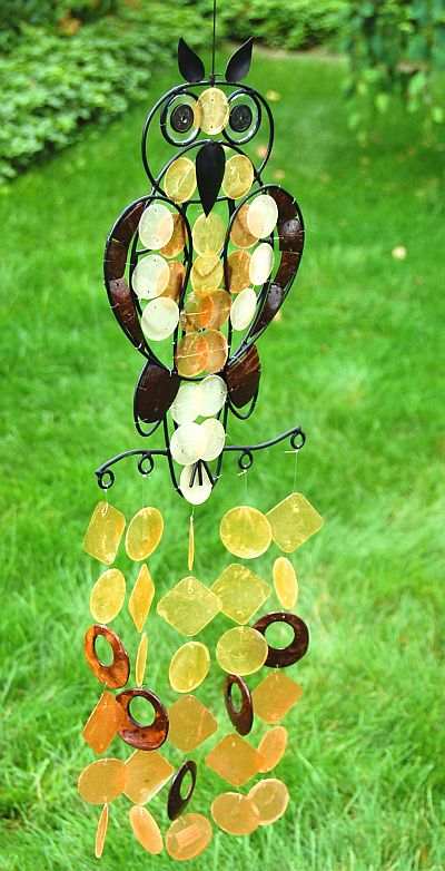 Asli Arts Owl Capiz Windchime