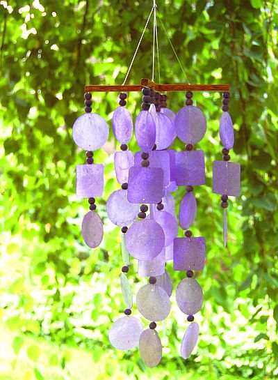 Asli Arts Purple Capiz Chime with Wooden Beads