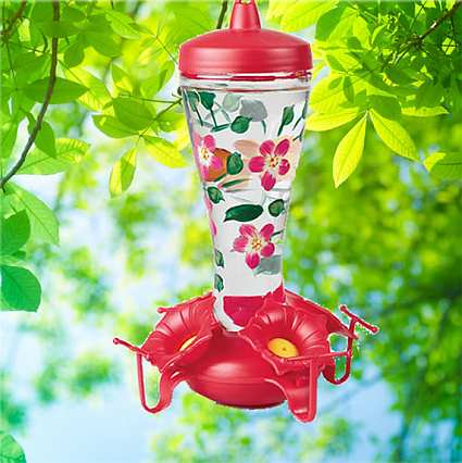 Hummingbird Feeders Blown Glass Bottle Ceramic Dish Saucer