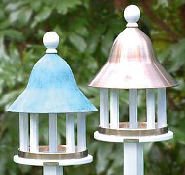 Lazy Hill Farm Bell Feeder with Polished Copper and Blue Verde Copper Roof