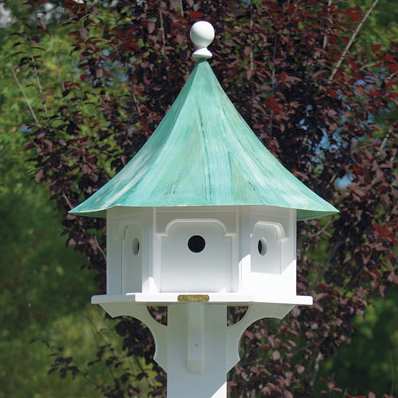 Lazy Hill Farm Carousel Bird House with Blue Verde Copper Roof