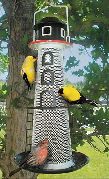 No/No Solar Lighthouse Finch Bird Feeder