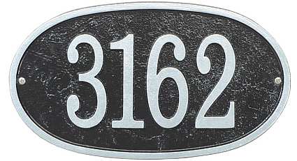 Whitehall Fast and Easy Oval House Numbers Plaque Black/Silver