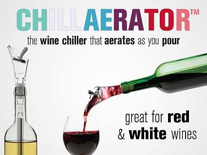 Chillaerator - Freezable wine bottle chiller and aerator rod. 