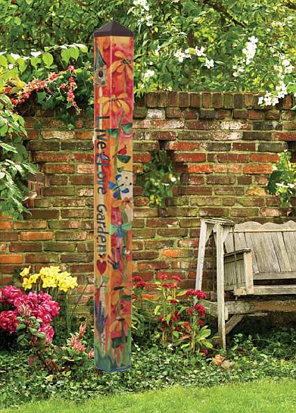 Love Garden 6 ft. Art Pole 5x5, Decorative Painted Peace ... Love Garden 6 ft Art Pole 5x5, Decorative Painted Peace