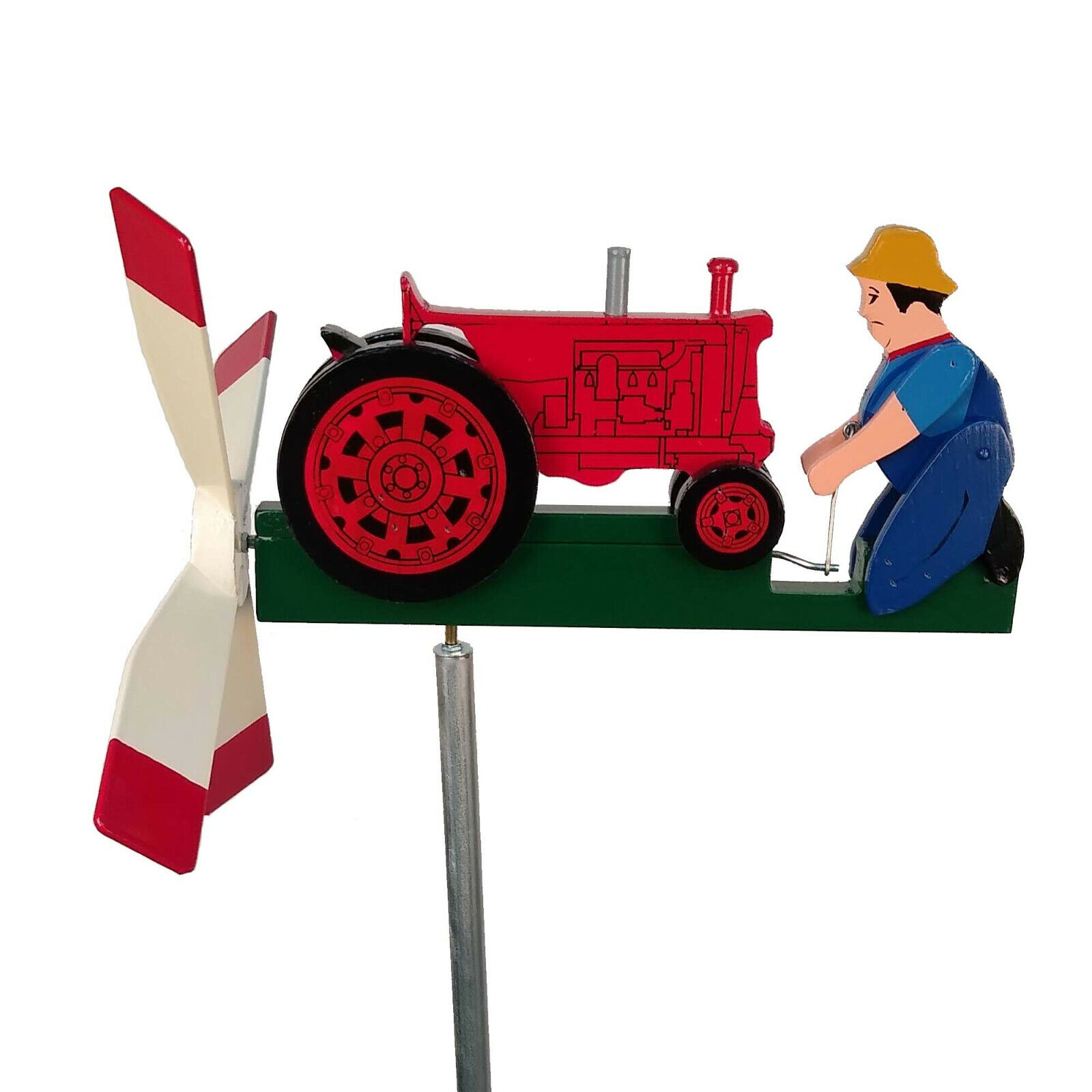 Classic Antique Tractor Red Whirligig
