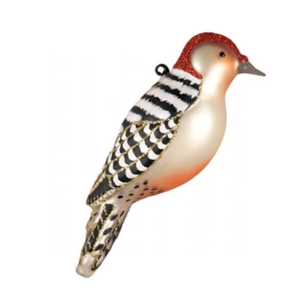 Blown Glass Bird Ornament Red-bellied Woodpecker