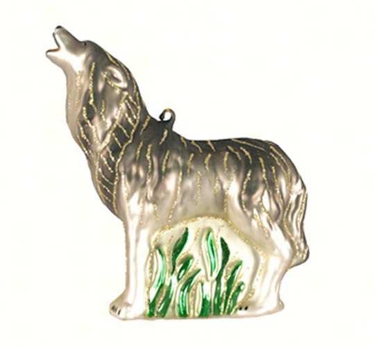 Blown Glass Ornament Howling Timberwolf