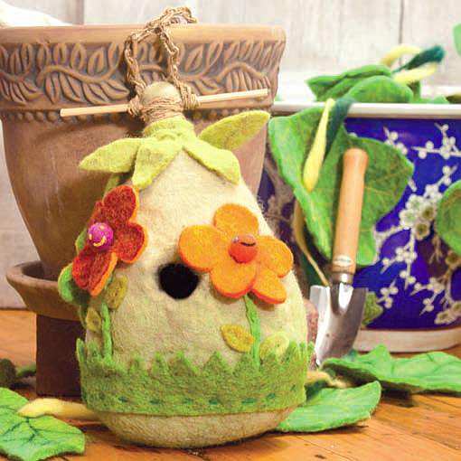 Wild Woolies Felt Bird House Friendly Flower