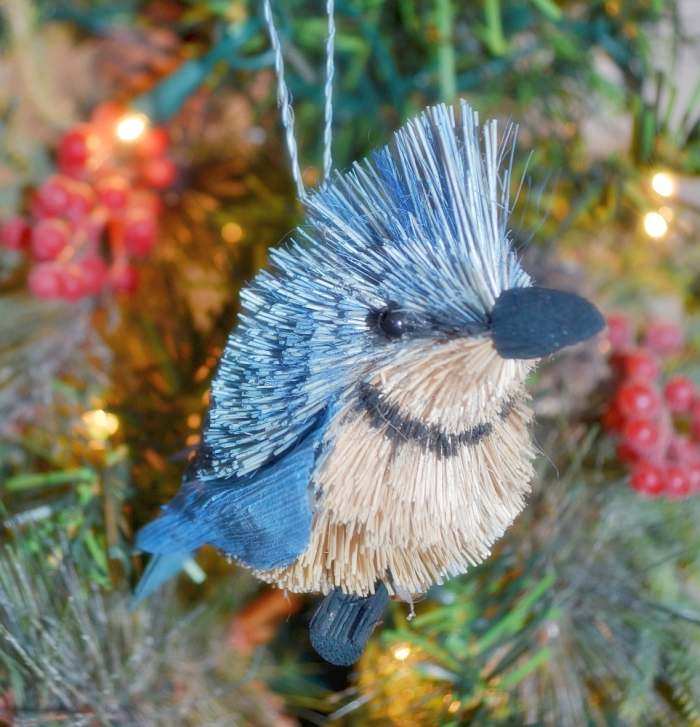 Brushart Bristle Brush Bird Ornament Blue Jay