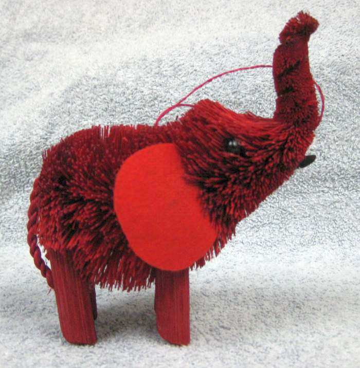 Brushart Bristle Brush Ornament Elephant Red