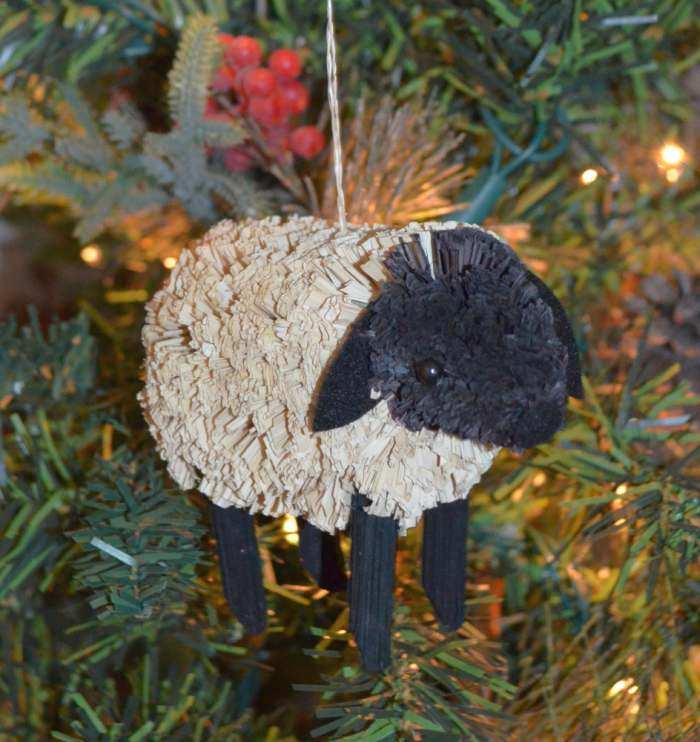 Brushart Bristle Brush Ornament Lamb Raffia