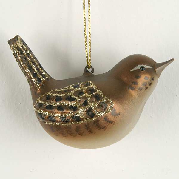 Blown Glass Bird Ornament House Wren