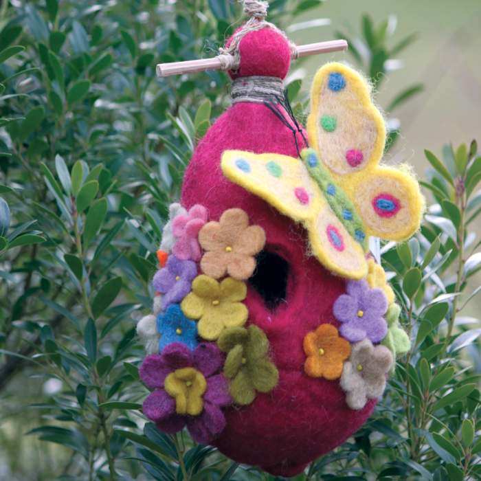 Wild Woolies Felt Bird House Butterfly