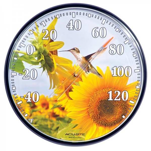 Hummingbird Shaped Outdoor Wall Mount Thermometer 17.5" wide x 12.75" tall 