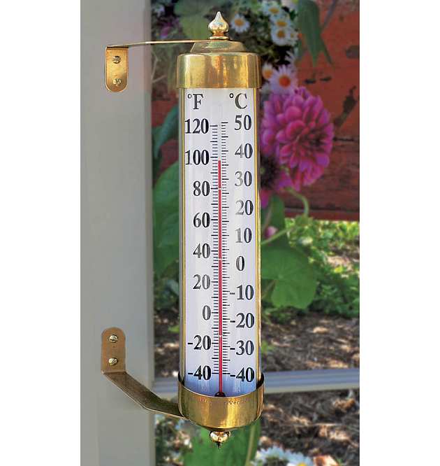 The Original Vermont Indoor/Outdoor Thermometer Brass, Solid Brass Indoor/Outdoor  Thermometers at Songbird Garden