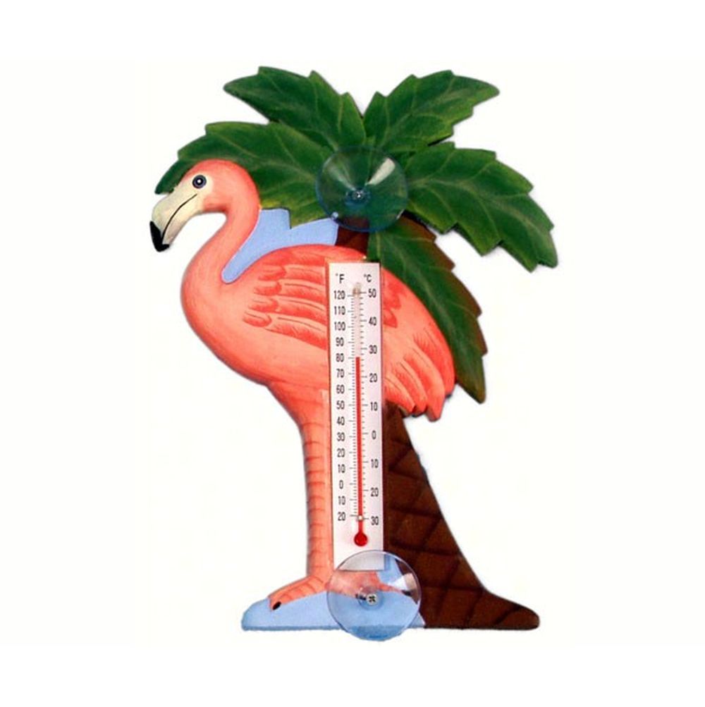 Window Thermometer Flamingo & Palm Tree Small