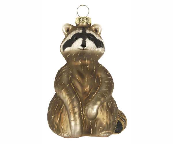 Blown Glass Ornament Raccoon