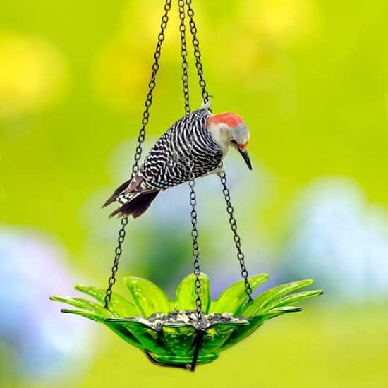 Hanging Daisy Glass Birdbath/Birdfeeder 12