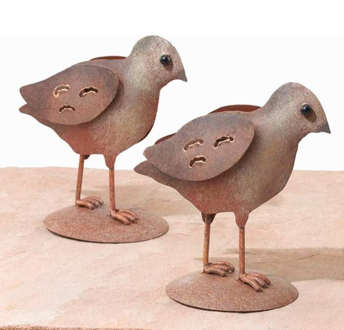Quail Decor Sculpture Chicks Set of 2