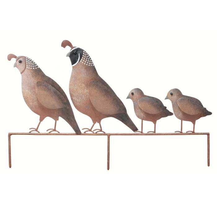 Quail Family Silhouette Staked Yard Art