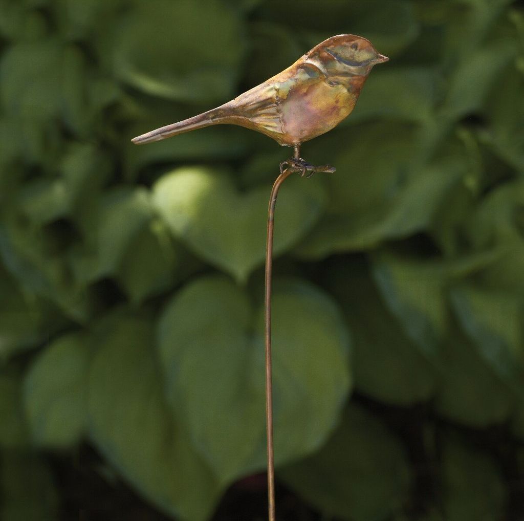 Flamed Copper Bird Garden Ornament Set of 4