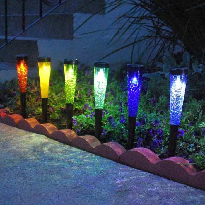 Solar Crackle Glass Sparkle Cones Spiked Set of 3
