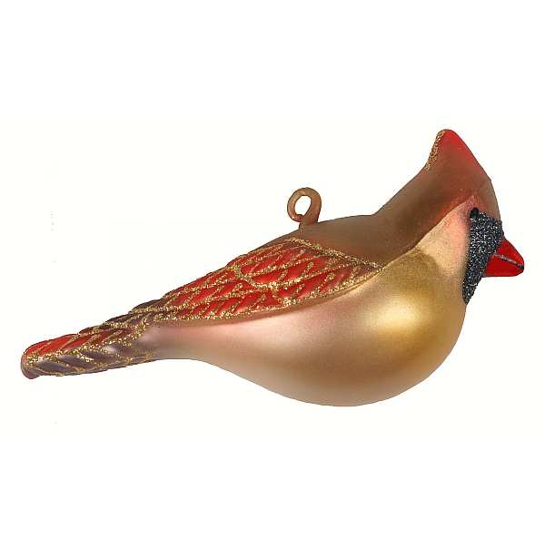 Blown Glass Bird Ornament Cardinal Female