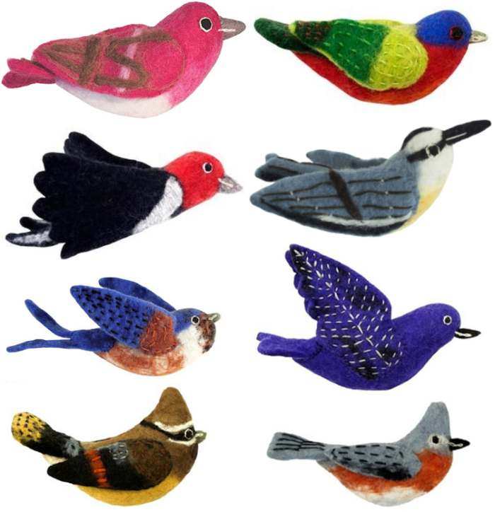 Wild Woolies Bird Ornament Collection II Set of 8