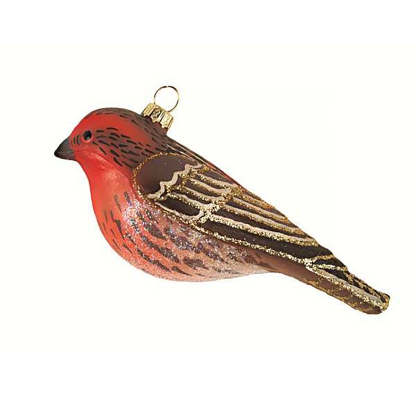 Blown Glass Bird Ornament House Finch