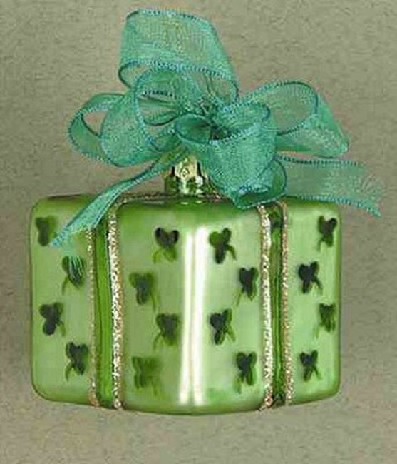 Blown Glass Ornament Christmas Surprise Shamrocks