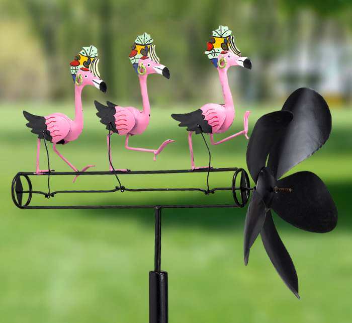 Dancing Flamingos Whirligig w/Pole