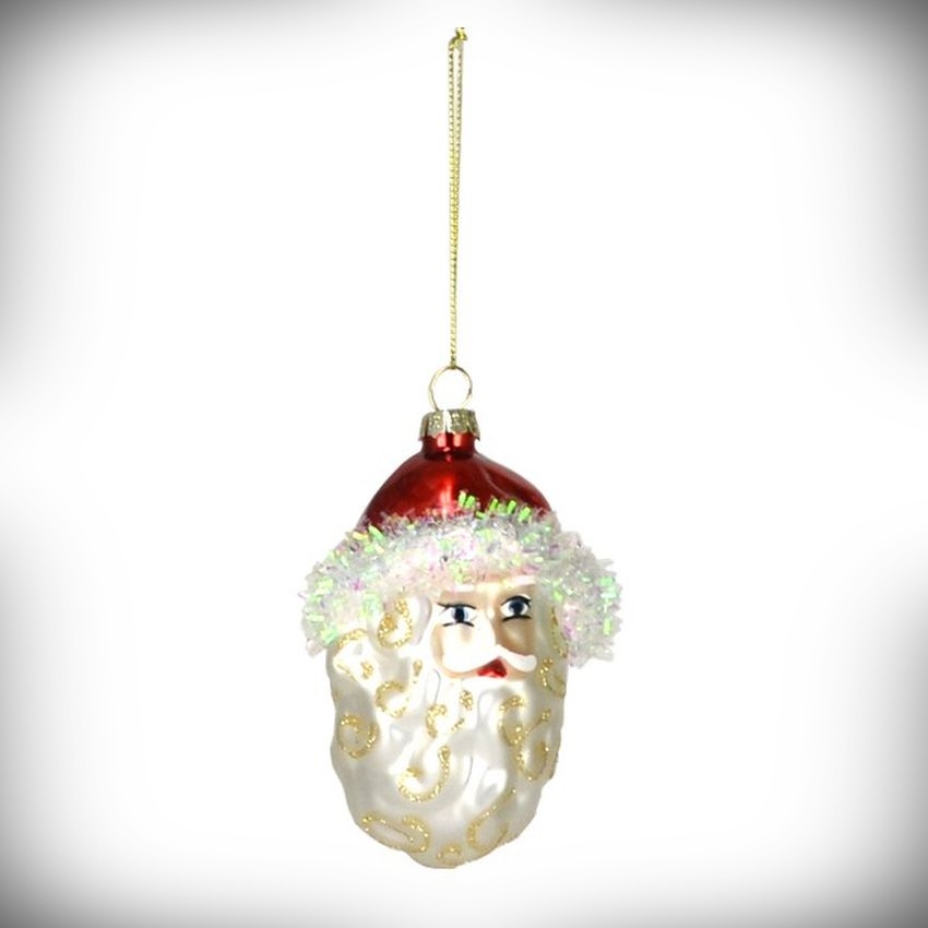 Blown Glass Ornament Holly Berry Santa