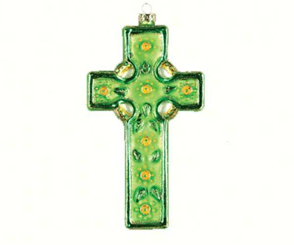 Blown Glass Ornament Celtic Cross