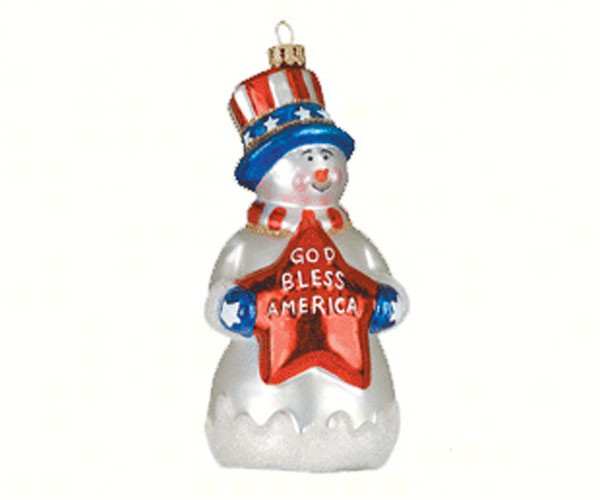 Blown Glass Ornament God Bless America