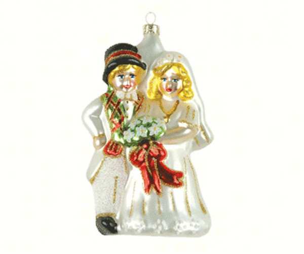 Blown Glass Ornament Bride and Groom